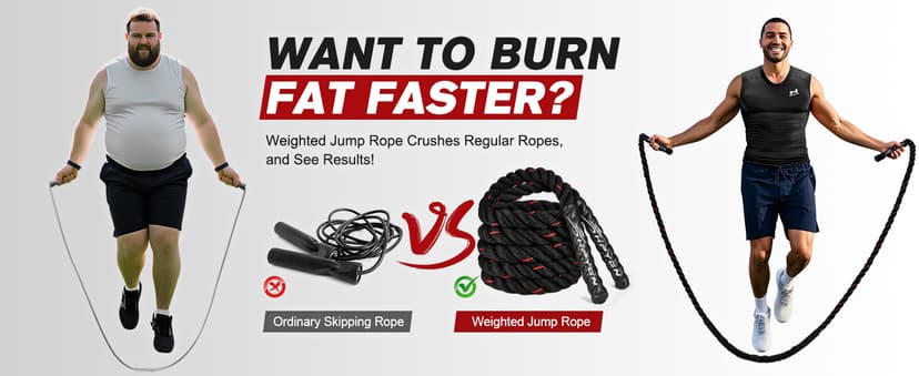 HPYGN Jump Rope, Weighted Jump Rope for Men women, 2.8lb 3.8lb 5lb Heavy Skipping Rope for Exercise, Adult Jumpropes for Home Workout, Improve Strength and Building Muscle,Total Body Workout Equipment