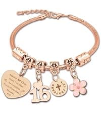 DlaeKua 15th 13th 16th Birthday Gifts for Girl Stainless Steel Bracelet for Women Daughter Granddaughter Niece Sisters 15th Birthday Gift Bracelets Inspirational Gifts Bible Verse 15 13 16 Years Old