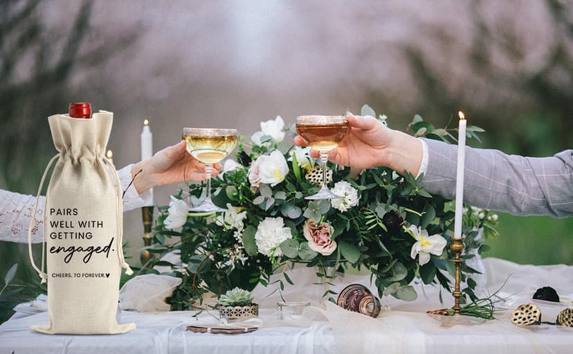 FBCCZEY Engaged Gifts, Engagement Gifts for Couples Her, Engagement Party Decorations Gifts for Engaged Couple Wine Bag, Pairs Well with Getting Engaged Wine Bottle Bag