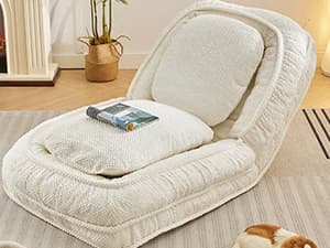 Floor Chair with Back Support, Folding Sofa Chair with 5 Adjustable Position, Plush Floor Gaming Chair, Meditation Chair for Lazy Boys, Human Dog Bed for Living Room, Bedroom, Lounge, Green