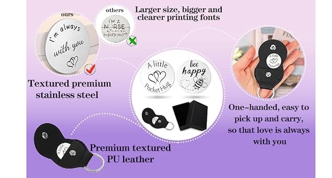 Yiflin Unique Gifts for Women,Men,Friend,Family - Birthday, Christmas, Valentine's Day Gifts - Pocket Hug Token with Keychain