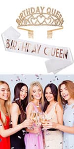 CIEHER 50th Birthday Crown + 50 & Fabulous Sash+Pearl Pin Set, Tiara, 50th Gifts, Decorationsfor Women Friends, Happy Party Favor Supplies