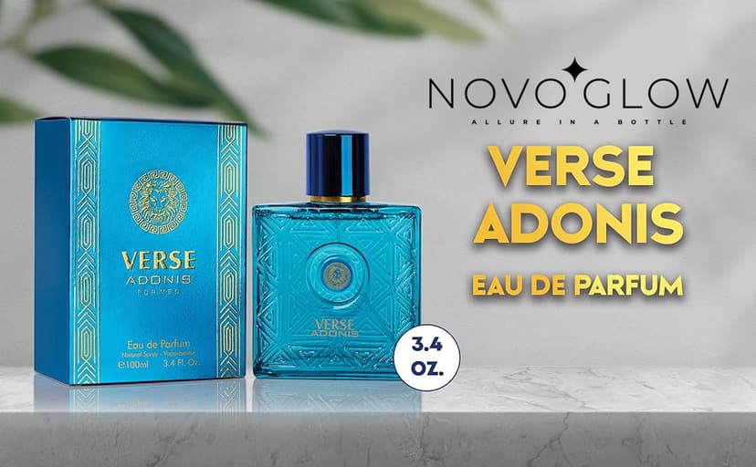 NovoGlow Verse Adonis Eau De Parfum for Men 3.4 Fl. Oz. 100ml Men's Perfume Refreshing Combination of Woody Floral & Fruity Scents - Masculine Scent Lasts All Day A Gift for Any Occasion
