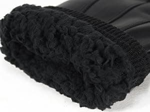 HANDLANDY Genuine Sheepskin Leather Gloves for Men Winter Driving Warm Thermal Wrist Gloves Fleece Lining for Cold Weather