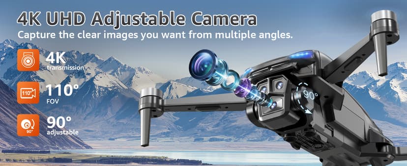 GPS Drone with Camera for Adults - 4K Drone with 4.5” FPV Screen Controller, 60 Min Flight, Brushless Motor Foldable Quadcopter, Auto Return, Follow Me, 3 Speed Modes for Beginners - Gift Under 249g