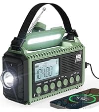 AM FM NOAA Weather Radio Battery Operated with 2-Mode LED Flashlight Cell Phone Charger Dual Outputs SOS Solar Radio Emergency Hand Crank 12000mAh with Clear Signal B0F4QW1PP1