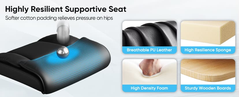 Sytas Ergonomic Office Chair with Adjustable Headrest, Executive Leather Desk Chair with Upgraded Lumbar Support for Lower Back Pain Relief, Thickened Backrest Computer Chair for Home Office, Black