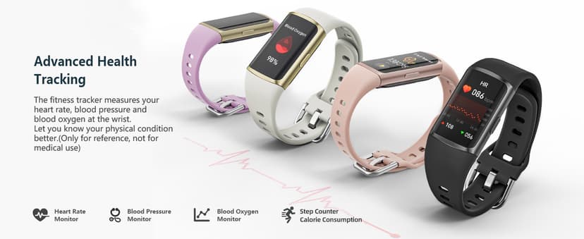 FITVII FINO 2 Slim Fitness Tracker, Smart Watch with Blood Oxygen, Sleep Monitor, 24/7 Heart Rate & Blood Pressure, IP68 Waterproof Health Activity Trackers with Calories Step Counter for Women Men