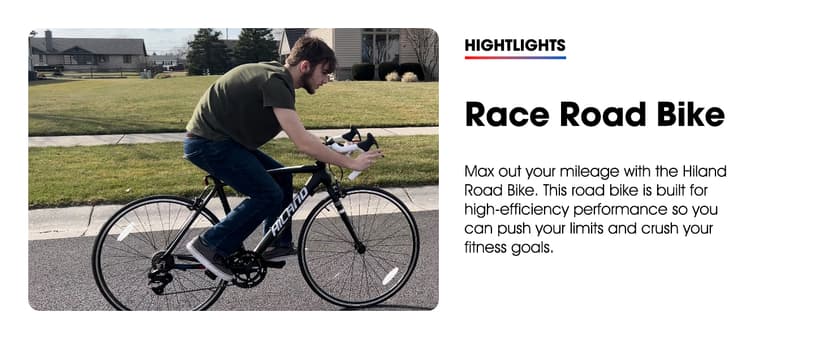 HILAND 700C Road Bike, 14 Speeds Sport Bike, Light Weight Aluminum Frame, Racing Bike for Men Women Adult Bicycle