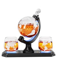 Gifts for Men Dad Christmas, Kollea Globe Whiskey Decanter Set with Space Rocket Inside, 7 Colors Led Liquor Decanter, Cool Gifts for Husband Brother Whiskey Lover, for Birthday Anniversary Home Bar