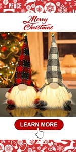 Juegoal Christmas Plush Gnomes, 9 Inch Lighted Handmade Mini gnome Scandinavian, Light Up Swedish Tomte Elf Holiday Present, Battery Operated Xmas Gifts Table Ornaments Dinner Party Supplies, Set of 3