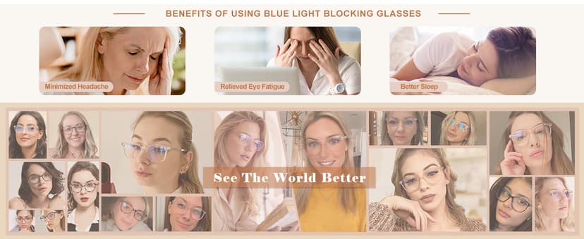 Madison Avenue Blue Light Blocking Glasses Anti Eyestrain UV Glare Blue Light Glasses for Women TV Phone Computer Gaming Eyeglasses Liberty (Crystal Brown)