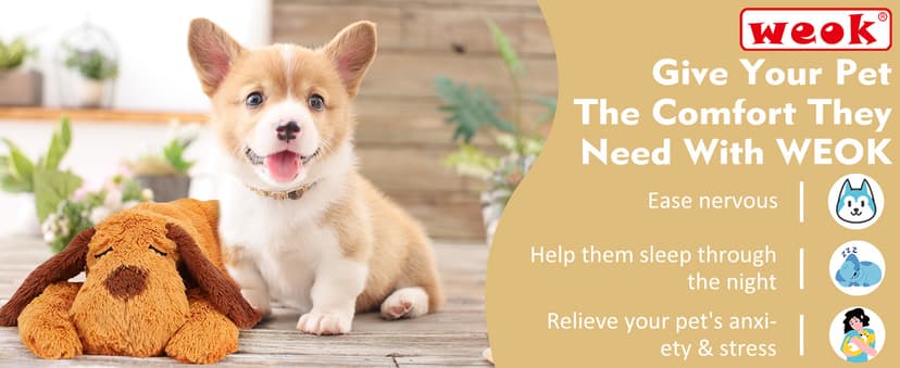 Heartbeat Puppy Toy, Comfort Cuddler Pillow, Dog Anxiety Relief Calming Aid,Heartbeat Stuffed Toy for Dogs,Puppy Heartbeat Toy Sleep Aid,Dog Heartbeat Toy for Pet