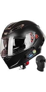 Womens Motorcycle Helmet with Bluetooth - DOT Modular Motorcycle Helmets with Dual Visor, Flip Up Full Face Purple Helmet with Speaker and Mic