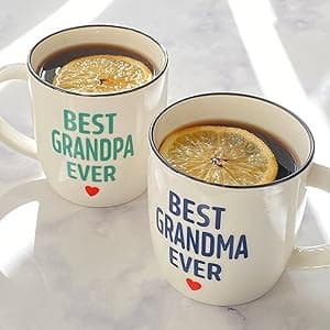 Triple Gifffted Worlds Best Grandparents Coffee Mugs for Grandma and Grandpa, Gifts Ideas From Grandkids, Grandchildren, New First Time Grandparent Announcement Christmas Valentines Day, Ceramic 380ml