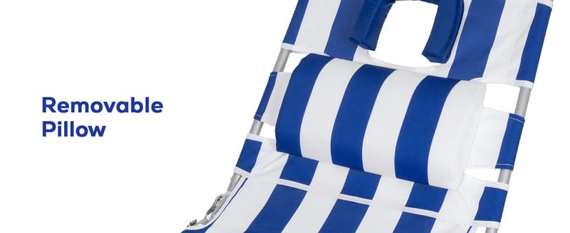 Romswi 2PK Folding Tanning Beach Chair with Face Hole, 5-Position Reclining Sun Lounger, Portable Face Down Tanning Chair with Arm Holes & Side Pocket for Beach, Pool, Patio, Navy and White Stripe