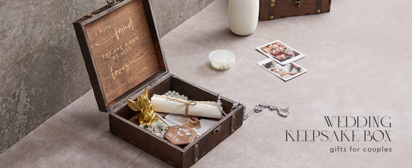 AW BRIDAL Mr and Mrs Wedding Keepsake Box for Couples, Wooden Memory Boxes with Lids, Bridal Shower Gifts for Bride Bachelorette Party, 2025 Engagement Gift for Newlyweds and Marriage Couple