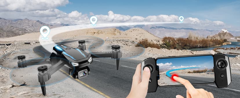 Drone with 1080P Camera, Foldable Remote Control Quadcopter for Adults Beginners, Mini Drone with Stable Hover, Waypoint Fly, 3D Flips, One Key Start, 2 Batteries, Easy to Fly Indoors & Outdoors