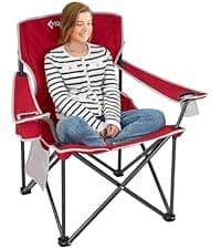 KingCamp Oversized Camping Chair with Adjustable Lumbar Support, 550lbs Heavy Duty Padded Folding Lawn Chair for Adults, Outdoor Armchair with Cooler Bag, Cup Holder & Side Pocket for Fishing, Travel