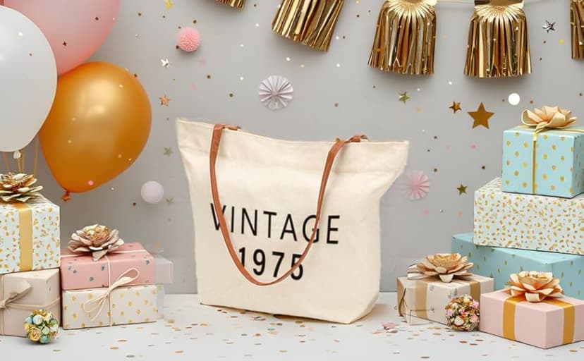 50th Birthday Gifts for Her,50th Birthday Gifts for Women,Gift for 50 Year Old Woman,50 Year Old Gift for Women-Vintage 1975 Tote Bag