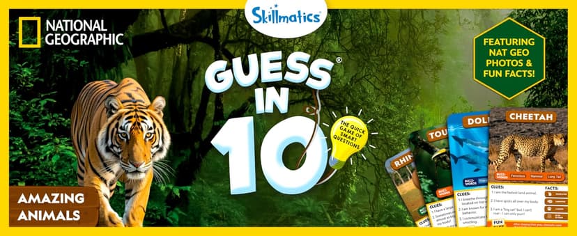 Skillmatics Guess in 10 National Geographic Animals, Educational Card Game for Kids & Families, Animal Trivia & Travel Game, Screen-Free Fun, Gifts for Ages 6, 7, 8, 9 and Up
