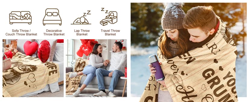 CENSIHER Gift for Wife from Husband to My Wife Blanket Wedding Anniversary Romantic Gifts for Women Birthday Christmas Valentine's Mother's Day Healing Thoughts Blanket Presents for Her