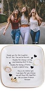 PUDDING CABIN Birthday Gifts for Friends Female Ring Trinket Dish - “Good Friends Are Like Stars You Don't Always See Them But You Know They Are Always There” Friendship Gifts for Women Friends
