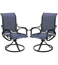Patio Swivel Chairs Set of 4, All Weather Outdoor Rocking Chair with Textilene Breathable Back, Metal Frame, Patio Dining Chair for Backyard, Garde, Porch and Deck (4, Dark Brown)