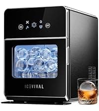 Commercial Under Counter Ice Maker with Drain Pump, Produces 85Lbs Daily Output, 24Lbs Storage Capacity, Self-Cleaning, 24H Timer, Built-in Freestanding Design, Ice Machine for Home, Bar, Cafe