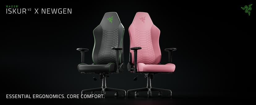 Razer Iskur V2 X NewGen Ergonomic Gaming Chair — Built-in Lumbar Support, Cooltouch Gen-2 EPU Leather, Ultra-Wide Seat Base, Adjustable 152 Degree Recline, Foam Cushions — Black/Green