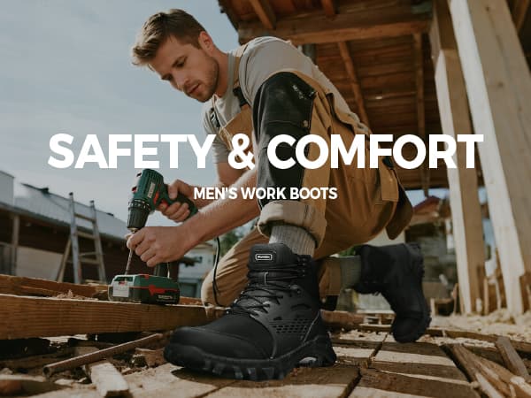 SUADEX Steel Toe Boots for Men Women Waterproof Arch Support Work Construction Indestructible Safety Boots