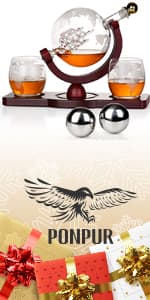 PONPUR Gifts for Grandpa Papa, Whiskey Decanter Set for Grandfather, Unique Grandpa Birthday Gift from Granddaughter Grandson, Best Christmas Retirement Presents for Whisky Scotch Bourbon Lovers