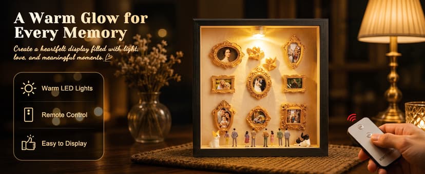 Creative Story Scene Building Set with Remote Control Warm Light, Vintage Decor Gift for Women, Friends and Family BlueFire DIY Mini Museum Kit, Handmade Shadow Box Craft with LED Light B0H29B9VVH