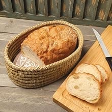 Bread Warmer Basket with Stone - Bread Baskets for Serving Tortilla, Sourdough Maker, House Warming Gifts New Home, Terracotta, Bakers Gift for Kitchen, Women, Men, Birthday, Hostess Farmhouse