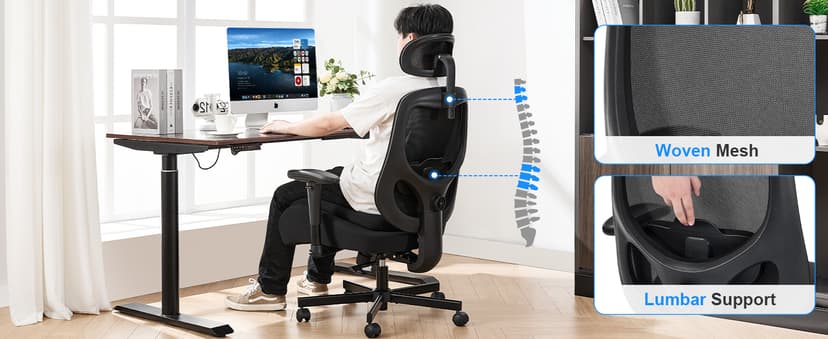 BOSMILLER Big and Tall Office Chair with Wide Thick Seat Cushion for Heavy People,700lbs Ergonomic Mesh Desk Chair with Adjustable Lumbar Support and Headrest, Armrests for Adults Sitting All Day