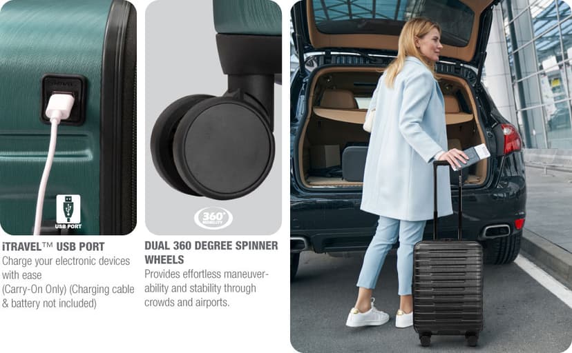 U.S. Traveler Boren Hardside Spinner Luggage With Aluminum Handle, Pink, Checked-Large 30-Inch