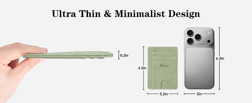 Teskyer Slim Wallet for Men, Minimalist Front Pocket RFID Blocking Leather Wallet Credit Card Holder for Men & Women