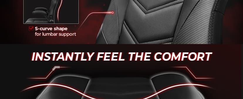 N-GEN Video Gaming Chair Ergonomic Computer Desk Office Chair with Lumbar Support Adjustable Height Swivel Wheels Flip-Up Arms PU Leather Home and Office (Black)