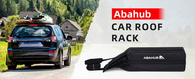 Abahub Soft Roof Rack Pads with 2 Tie Down Straps, 2 Tie Down Ropes, 2 Hood Loops and Storage Bag, for Surfboard, Kayak, Canoe, Heavy Duty Universal Car Roof Racks System