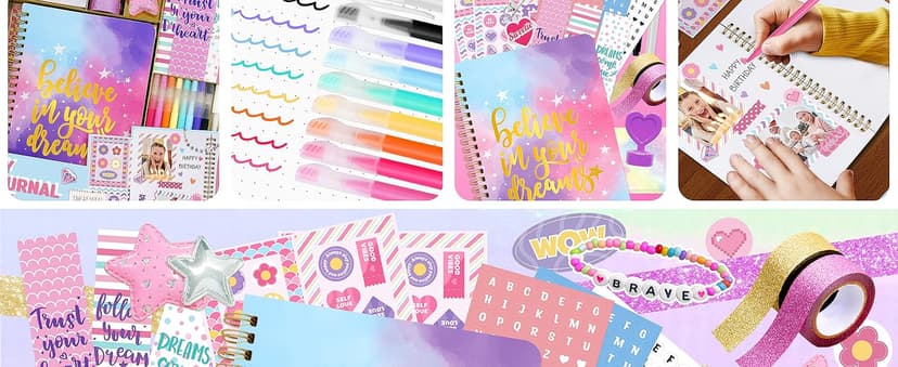 Nollh DIY Journal Kit for Girls - DIY Journal Set for Tween & Teen Girls, Stationery Set, Scrapbook & Diary Supplies Set, Journaling Art Crafts Kit, Ideal Gifts for 8 9 10 11 12 13 14 Year Old Girl