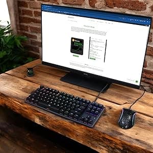 Bitcoin Ticker - Real-Time Crypto Price Display (1.54" Diagonal) for Top 1,000 Coins Like Bitcoin, Ethereum, Dogecoin, and 997 more. Compact Size, Ideal for Desk or Nightstand. Uses Wi-Fi.