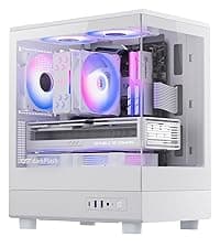 darkFlash Micro ATX PC Case, Pre-Install 3 PWM ARGB Fans Computer Case, Full View Dual Tempered Glass MATX Gaming PC Case, Type C Port, Supports up to 240mm AIO(DB330M) (White)