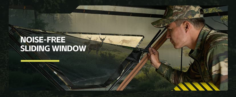 Hunting Blind, 360 Degree See Through Pop Up Deer Blind for 1-2 Person, Silent Sliding Windows,Ground Blind with Carry Bag, Camouflage Hunting Tent for Deer Turkey Duck Hunting