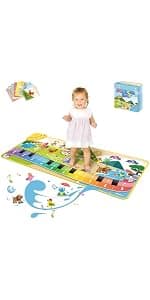 FOKI Floor Piano Mat for Toddlers, Baby Kid Sensory Educational Dancing Keyboard Carpet Animal Sounds Blanket Touch Playmat Musical Mats Birthday Toddler Toys for 1 2 3 4 5 Year Old Boy Girl Gifts