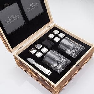 Whiskey Stones Gift Set Anniversary Gi fts for Husband | Him | Men, Husband Birthday | Wedding Anniversary | Valentine's Day Gift, 8 Stainless Steel Whiskey Stones & 2 Whiskey Glasses(11oz)
