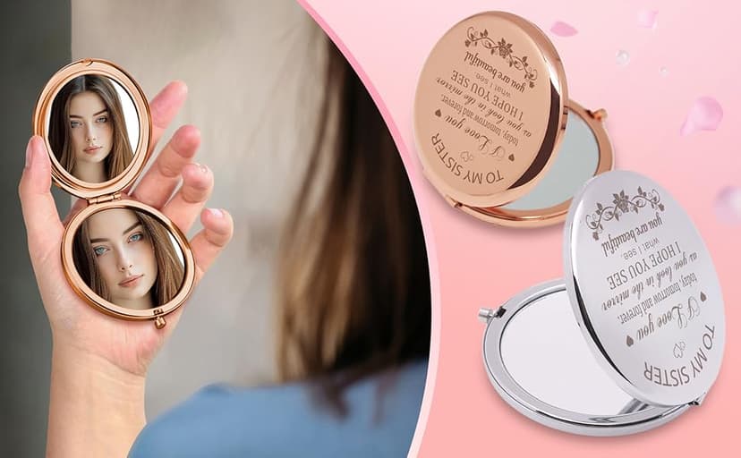 Bestie Makeup Mirror - Compact Friendship Gift for Women, Perfect for Sister or Best Friend's Birthday, Graduation or Any Occasion