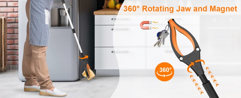 32" Grabber Reacher Tool, 2-Pack Foldable Reacher Grabber Pickup Tool with 360° Rotating Jaw & Magnet, Trash Picker Upper Grabber, Lightweight Grabbers for Seniors Heavy Duty B0CGDM3SCN