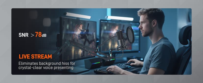 FIFINE Studio Condenser USB Microphone Computer PC Microphone Kit with Adjustable Boom Arm Stand Shock Mount for Instruments Voice Overs Recording Podcasting YouTube Vocal Gaming Streaming-T669