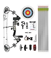 Youth Compound Bow Set 15-45 Lbs for Teens and Beginner, Package with Archery Hunting Equipment, Max Speed 260fps, Adjustable, Right Hand