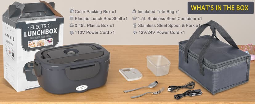 Leakproof, Removable Easy Clean, 12V/24V Car/Truck & 110V Home Use, Lonchera Eléctrica Portátil with Bag Tableware, Gifts Carsolt 1.5L Electric Lunch Box, Heated Lunch Box Food Warmer for Adults B09YXSNCTM